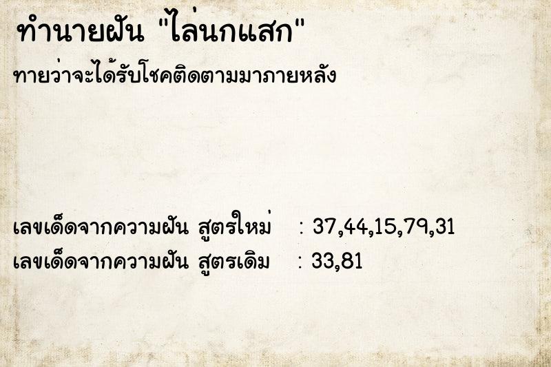 ทำนายฝัน ไล่นกแสก ทำนายฝัน ไล่นกแสก