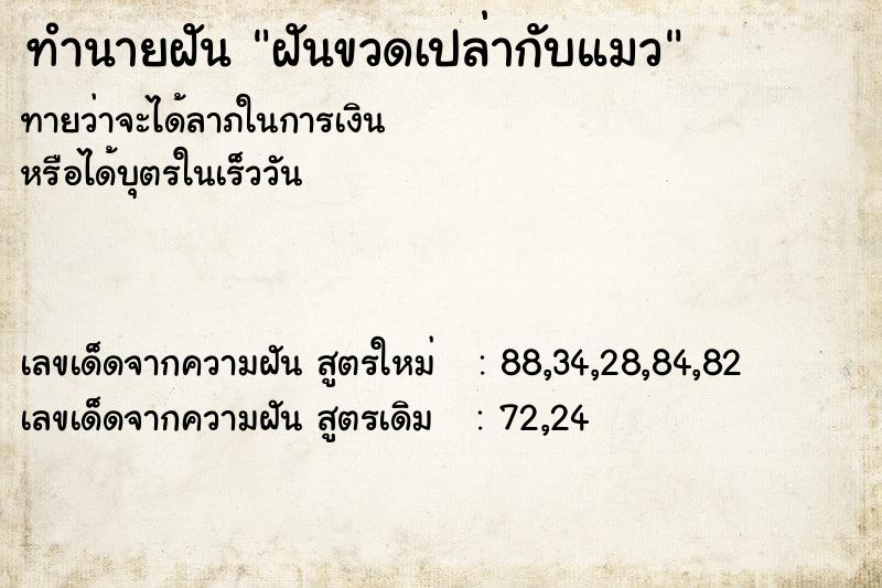 ทำนายฝันทำนายฝันฝันขวดเปล่ากับแมว