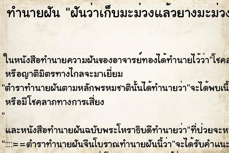 ทำนายฝันฝันว่าเก็บมะม่วงแล้วยางมะม่วงหยดใส่ ทำนายฝันทำนายฝันฝันว่าเก็บมะม่วงแล้วยางมะม่วงหยดใส่