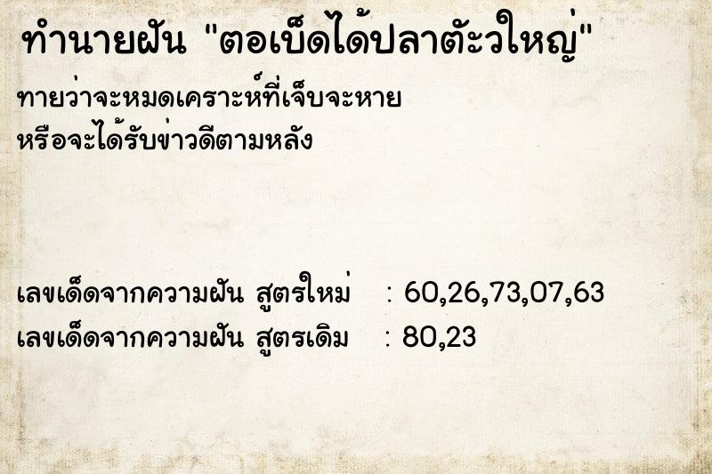 ทำนายฝันทำนายฝันตอเบ็ดได้ปลาตัะวใหญ่
