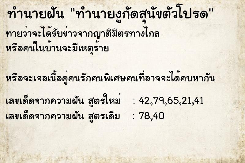 ทำนายฝันทำนายฝันทำนายงูกัดสุนัขตัวโปรด
