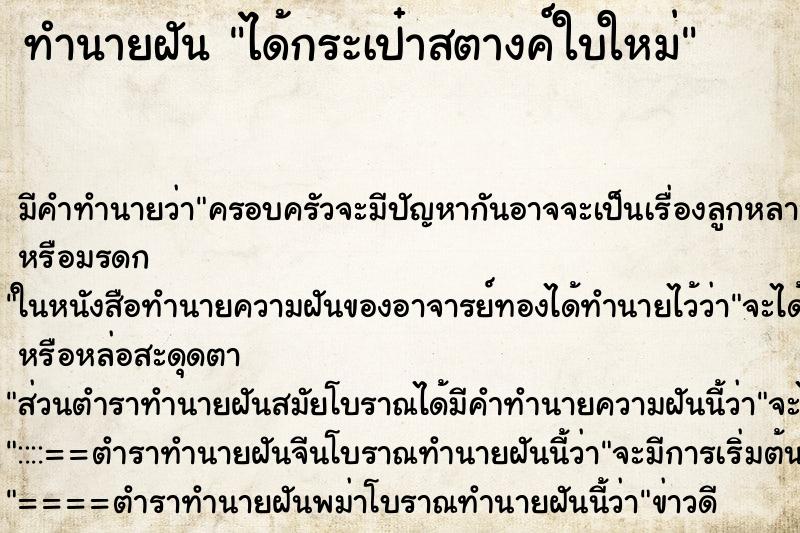 ทำนายฝันได้กระเป๋าสตางค์ใบใหม่ ทำนายฝันทำนายฝันได้กระเป๋าสตางค์ใบใหม่