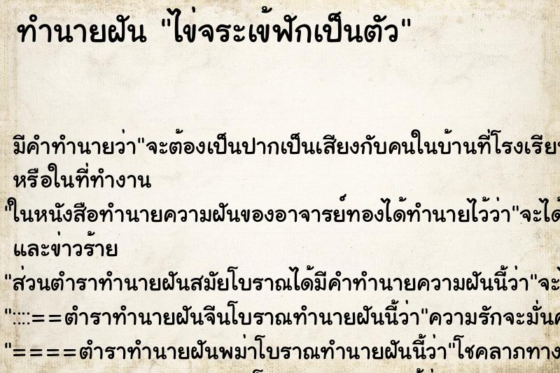 ทำนายฝัน ไข่จระเข้ฟักเป็นตัว ตำราโบราณ แม่นที่สุดในโลก