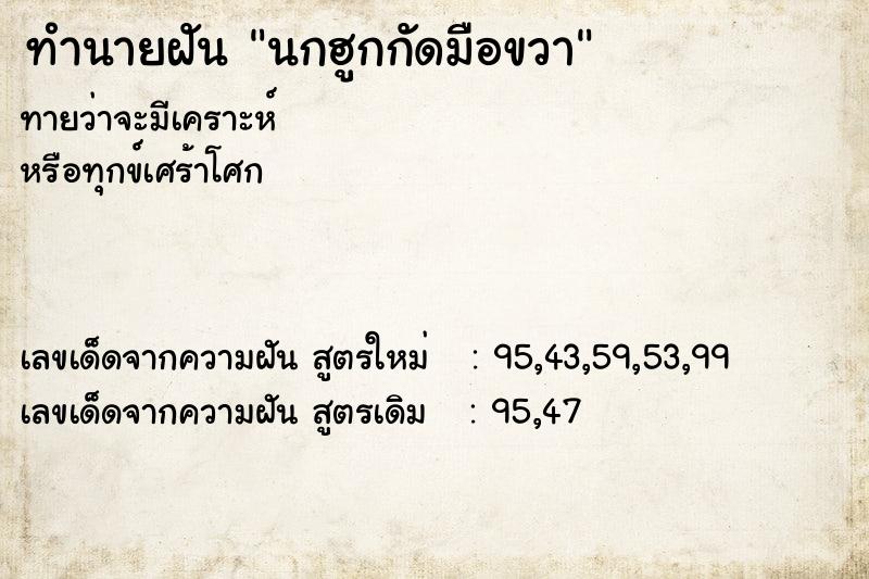 ทำนายฝันทำนายฝันนกฮูกกัดมือขวา