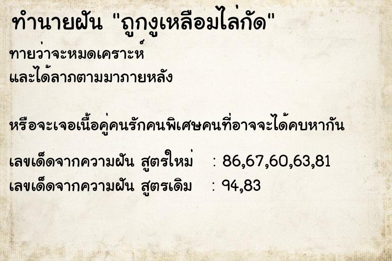 ทำนายฝันทำนายฝันถูกงูเหลือมไล่กัด