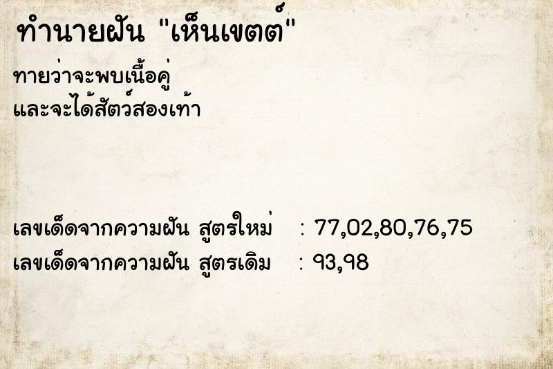 ทำนายฝันเห็นเขตต์ ทำนายฝันทำนายฝันเห็นเขตต์