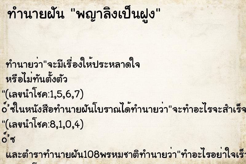 ทำนายฝัน พญาลิงเป็นฝูง ทำนายฝัน พญาลิงเป็นฝูง