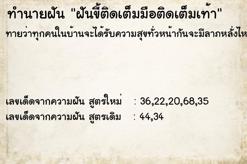ทำนายฝันทำนายฝันฝันขี้ติดเต็มมือติดเต็มเท้า