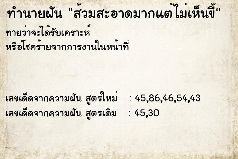 ทำนายฝันส้วมสะอาดมากแต่ไม่เห็นขี้ ทำนายฝันทำนายฝันส้วมสะอาดมากแต่ไม่เห็นขี้