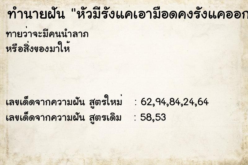 ทำนายฝันทำนายฝันหัวมีรังแคเอามือดคงรังแคออก