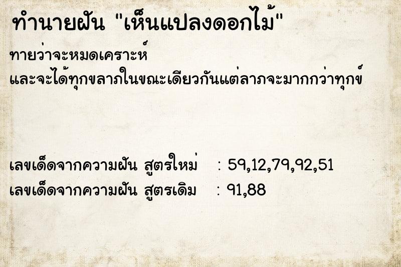 ทำนายฝันทำนายฝันเห็นแปลงดอกไม้