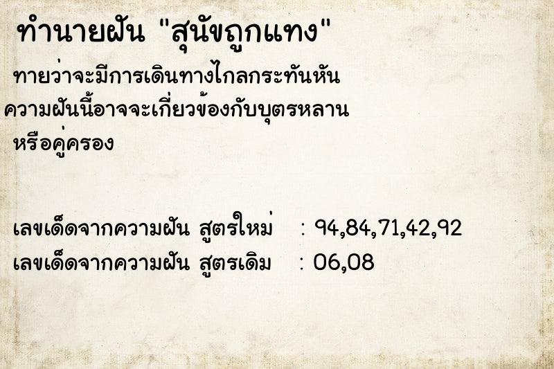 ทำนายฝันทำนายฝันสุนัขถูกแทง