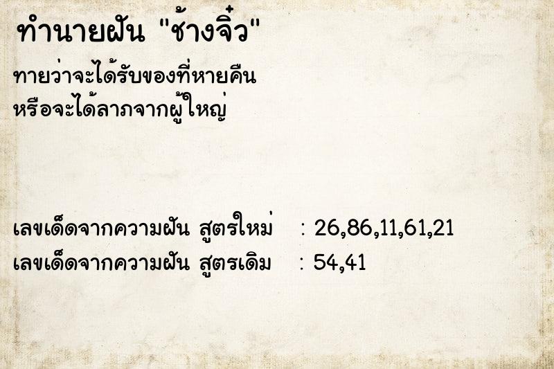 ทำนายฝัน ช้างจิ๋ว ทำนายฝัน ช้างจิ๋ว