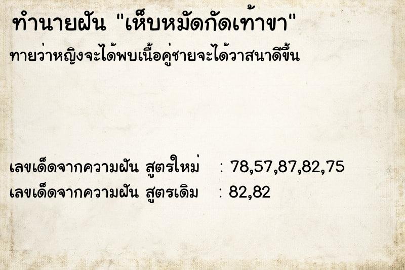 ทำนายฝันเห็บหมัดกัดเท้าขา ทำนายฝันทำนายฝันเห็บหมัดกัดเท้าขา