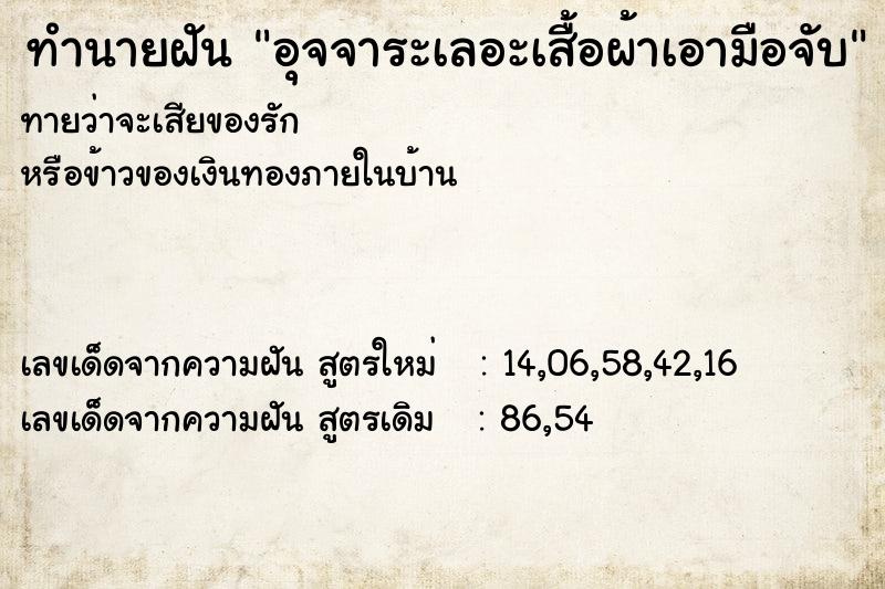 ทำนายฝัน อุจจาระเลอะเสื้อผ้าเอามือจับ ทำนายฝัน อุจจาระเลอะเสื้อผ้าเอามือจับ