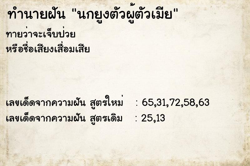 ทำนายฝันนกยูงตัวผู้ตัวเมีย ทำนายฝันทำนายฝันนกยูงตัวผู้ตัวเมีย