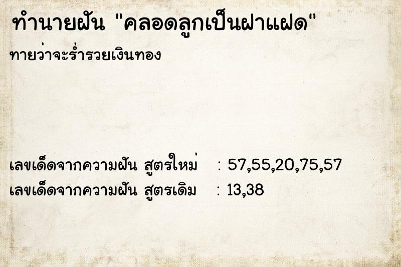 ทำนายฝันทำนายฝันคลอดลูกเป็นฝาแฝด