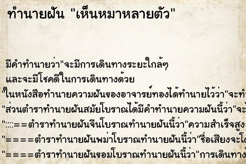 ทำนายฝัน เห็นหมาหลายตัว ตำราโบราณ แม่นที่สุดในโลก