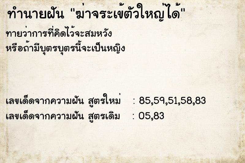 ทำนายฝัน ฆ่าจระเข้ตัวใหญ่ได้