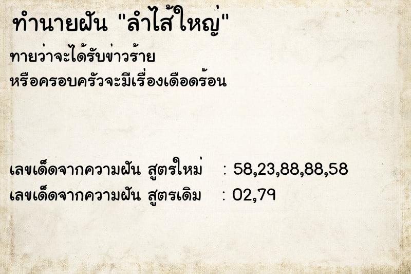 ทำนายฝันทำนายฝันลำไส้ใหญ่