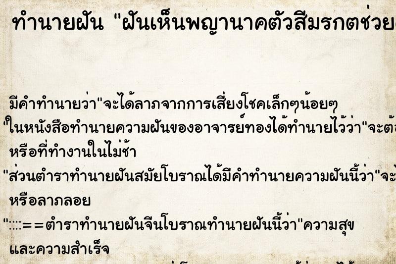 ทำนายฝันทำนายฝันฝันเห็นพญานาคตัวสีมรกตช่วยดันคนว่ายน้ำ