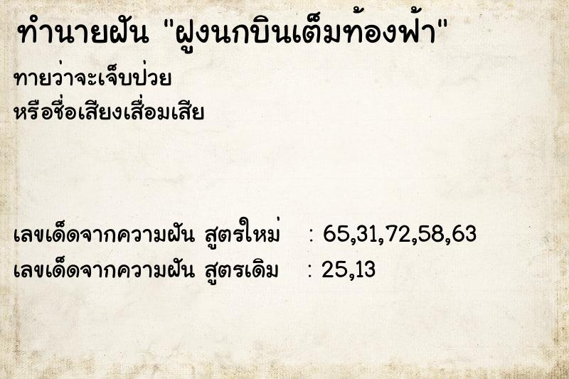 ทำนายฝัน ฝูงนกบินเต็มท้องฟ้า ทำนายฝัน ฝูงนกบินเต็มท้องฟ้า