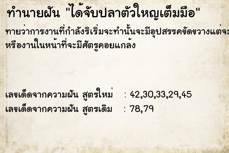 ทำนายฝันทำนายฝันได้จับปลาตัวใหญเต็มมือ
