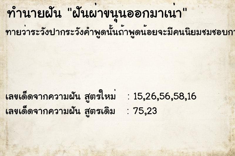 ทำนายฝันทำนายฝันฝันผ่าขนุนออกมาเน่า