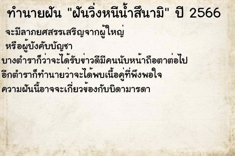 ทำนายฝัน ฝันวิ่งหนีน้ำสึนามิ ทำนายฝัน ฝันวิ่งหนีน้ำสึนามิ