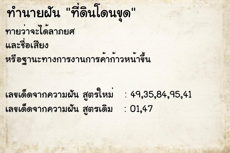 ทำนายฝัน ที่ดินโดนขุด