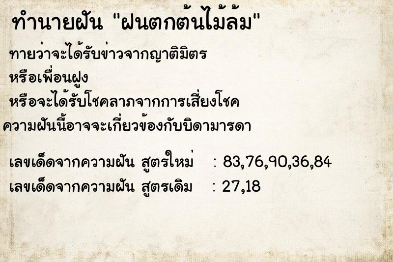 ทำนายฝันทำนายฝันฝนตกต้นไม้ล้ม