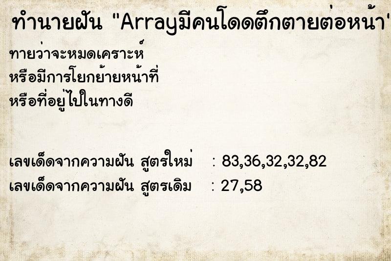 ทำนายฝันArrayมีคนโดดตึกตายต่อหน้า ทำนายฝันทำนายฝันArrayมีคนโดดตึกตายต่อหน้า