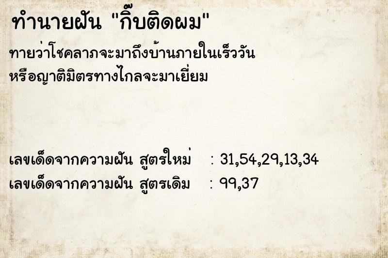 ทำนายฝัน กิ๊บติดผม ตำราโบราณ แม่นที่สุดในโลก