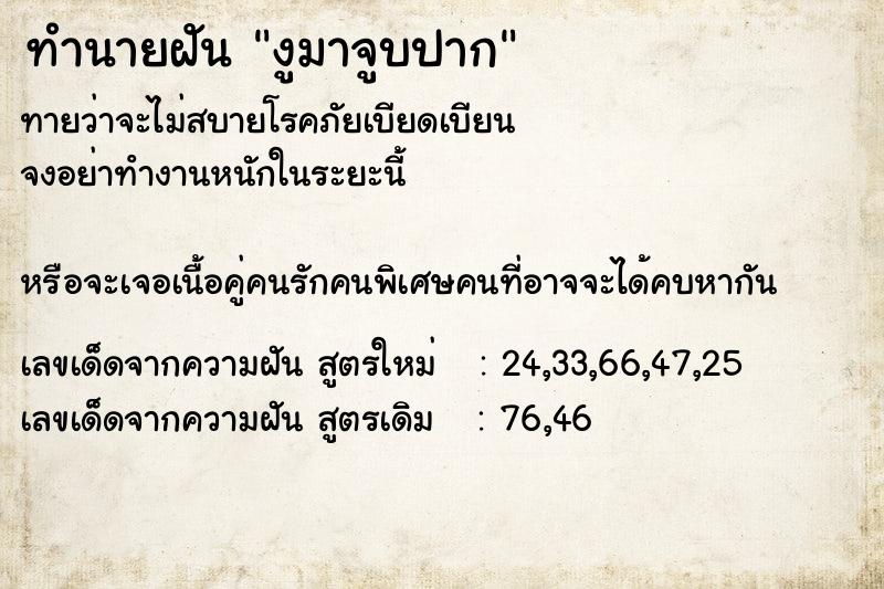 ทำนายฝันงูมาจูบปาก ทำนายฝันทำนายฝันงูมาจูบปาก