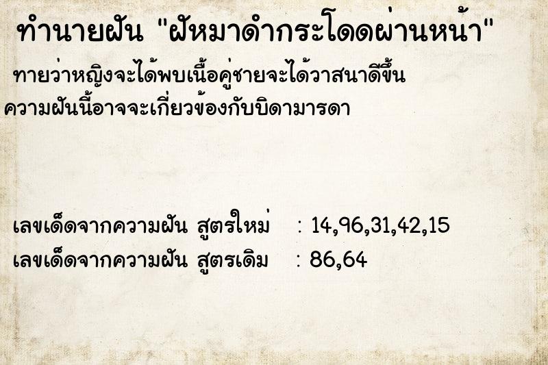 ทำนายฝันฝัหมาดำกระโดดผ่านหน้า ทำนายฝันทำนายฝันฝัหมาดำกระโดดผ่านหน้า