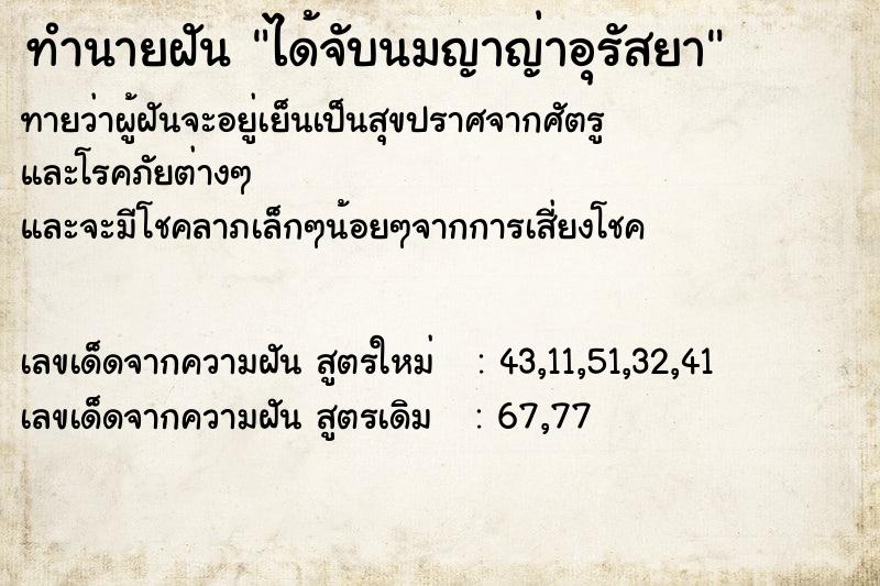 ทำนายฝันทำนายฝันได้จับนมญาญ่าอุรัสยา