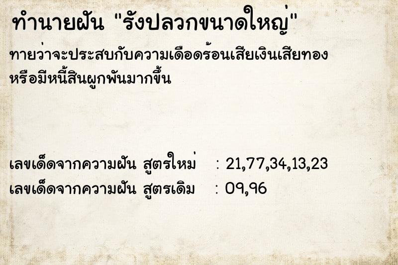 ทำนายฝันทำนายฝันรังปลวกขนาดใหญ่