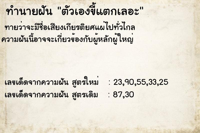 ทำนายฝันทำนายฝันตัวเองขี้แตกเลอะ