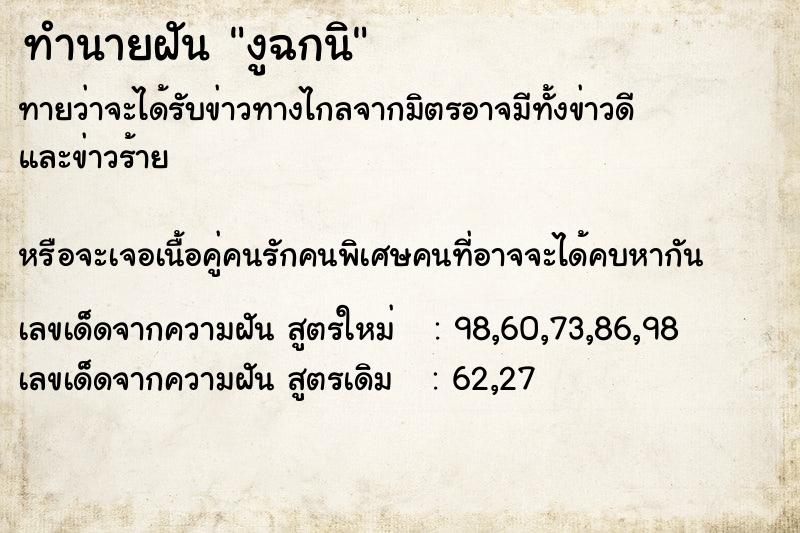 ทำนายฝันงูฉกนิ ทำนายฝันทำนายฝันงูฉกนิ