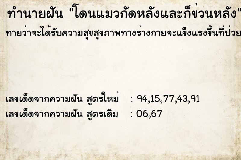 ทำนายฝันทำนายฝันโดนแมวกัดหลังและก็ข่วนหลัง