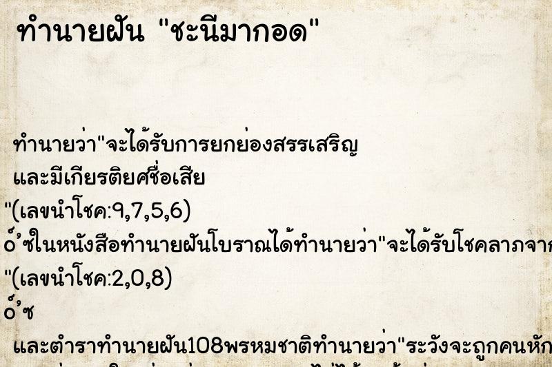 ทำนายฝันชะนีมากอด ทำนายฝันทำนายฝันชะนีมากอด