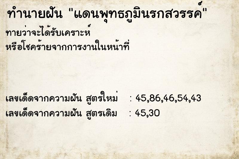 ทำนายฝันทำนายฝันแดนพุทธภูมินรกสวรรค์
