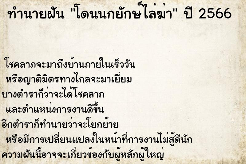 ทำนายฝัน โดนนกยักษ์ไล่ฆ่า ทำนายฝัน โดนนกยักษ์ไล่ฆ่า