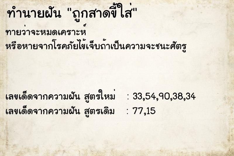 ทำนายฝัน ถูกสาดขี้ใส่ ทำนายฝัน ถูกสาดขี้ใส่