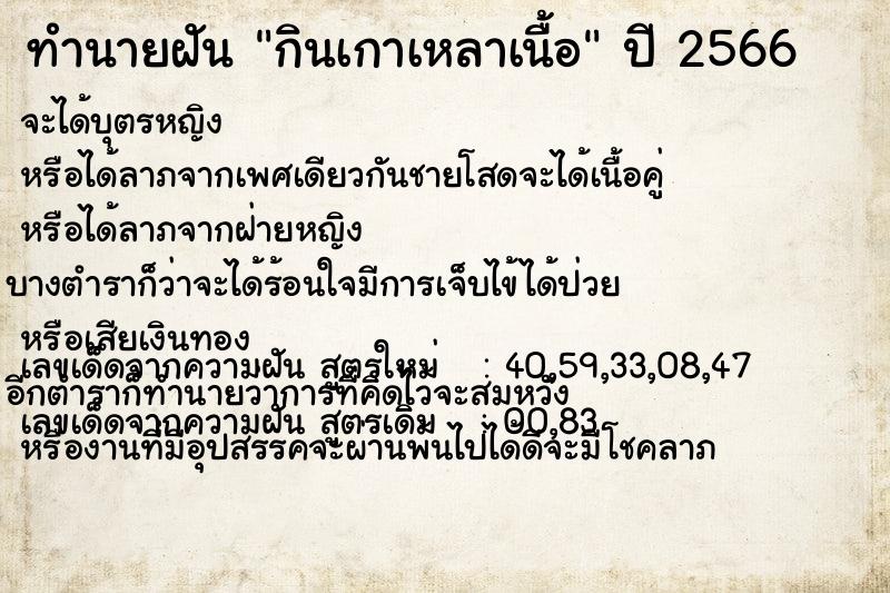 ทำนายฝันกินเกาเหลาเนื้อ ทำนายฝันทำนายฝันกินเกาเหลาเนื้อ