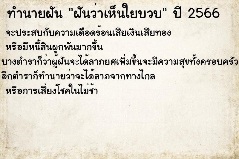 ทำนายฝันทำนายฝันฝันว่าเห็นใยบวบ