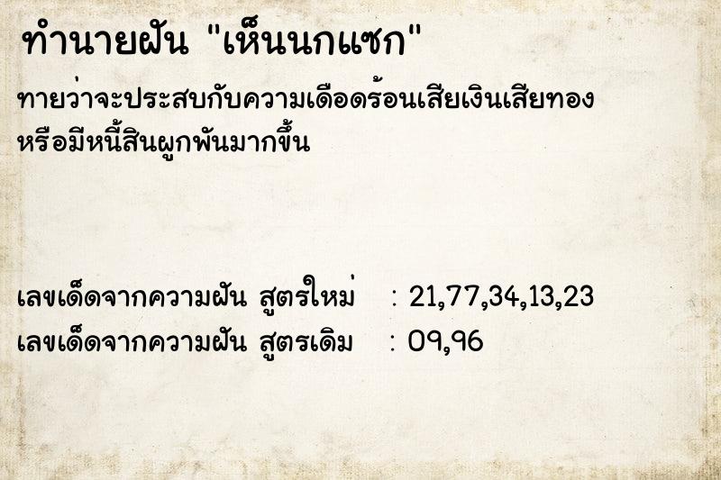 ทำนายฝันทำนายฝันเห็นนกแซก