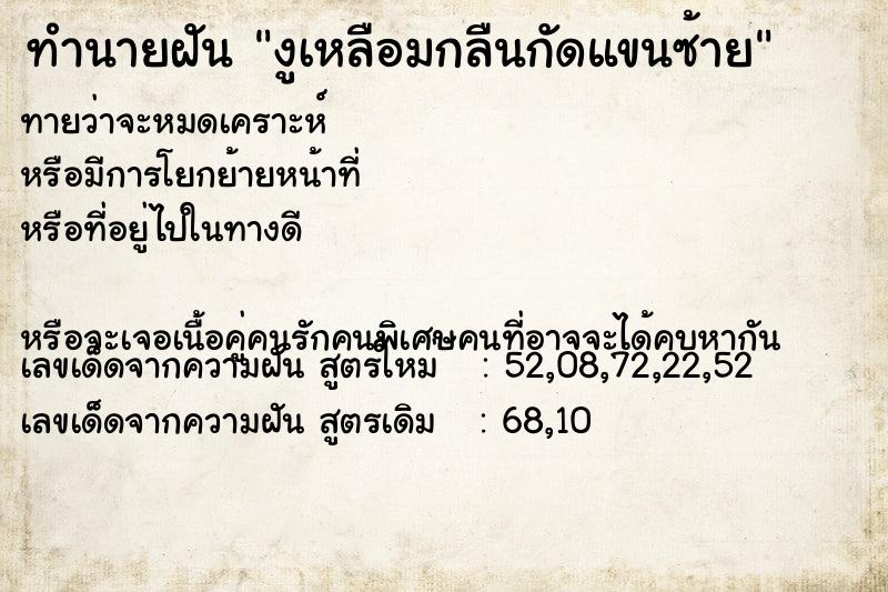 ทำนายฝัน งูเหลือมกลืนกัดแขนซ้าย ทำนายฝัน งูเหลือมกลืนกัดแขนซ้าย