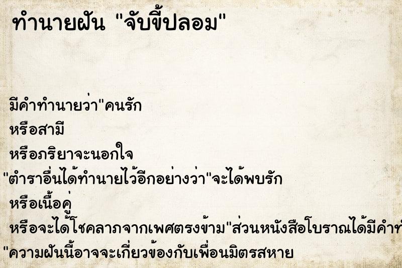 ทำนายฝันทำนายฝันจับขี้ปลอม