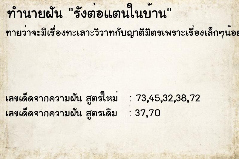 ทำนายฝัน รังต่อแตนในบ้าน